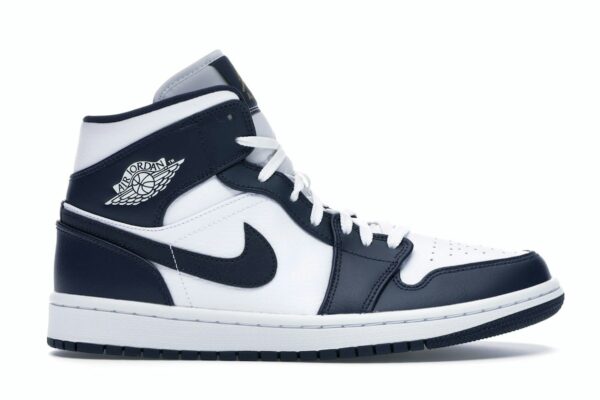 Air Jordan 1 Mid Blanco Metalizado Dorado Obsidiana – 554724-174 - Imagen 1