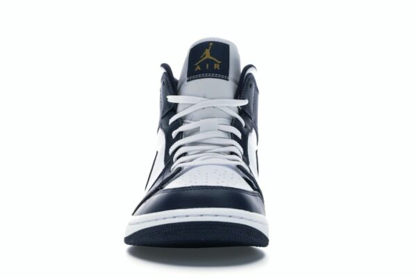 Air Jordan 1 Mid Blanco Metalizado Dorado Obsidiana – 554724-174 - Imagen 3