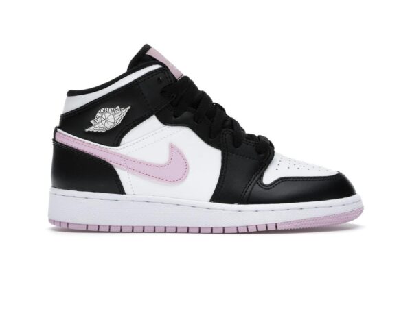 Air Jordan 1 Mid GS Blanco Negro Rosa Ártico Claro (555112-103) - Imagen 1