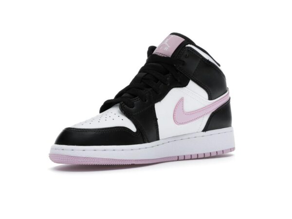 Air Jordan 1 Mid GS Blanco Negro Rosa Ártico Claro (555112-103) - Imagen 3