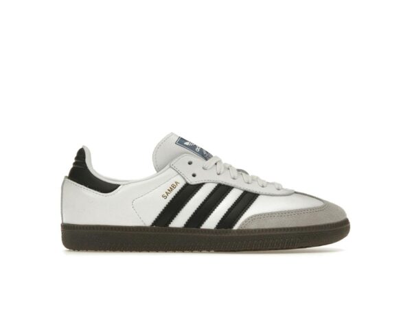 Zapatillas Adidas Samba OG de cuero para mujer en blanco nube y negro B75806 - Imagen 1