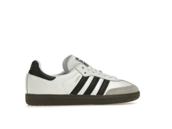 Zapatillas Adidas Samba OG de cuero para mujer en blanco nube y negro B75806 - Imagen 6