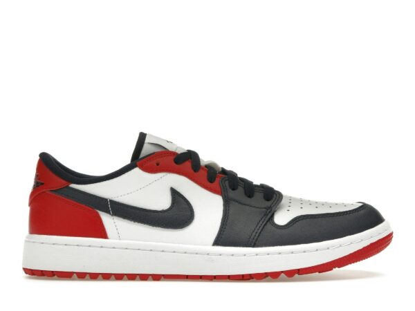 Jordan 1 Retro Low Golf Shoes – Blanco/Obsidiana/Rojo Universitario – DD9315-113 - Imagen 1