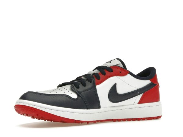 Jordan 1 Retro Low Golf Shoes – Blanco/Obsidiana/Rojo Universitario – DD9315-113 - Imagen 4
