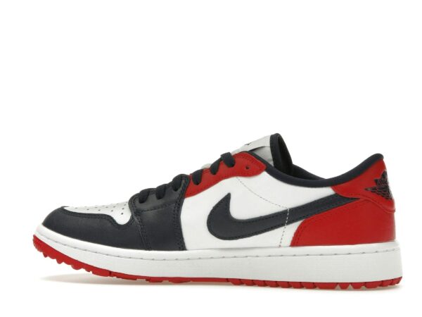 Jordan 1 Retro Low Golf Shoes – Blanco/Obsidiana/Rojo Universitario – DD9315-113 - Imagen 5