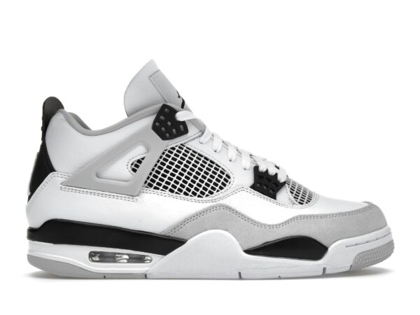 Zapatillas Air Jordan 4 Retro Military de cuero negro y blanco – DH6927-111 - Imagen 1