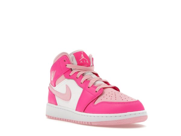 Jordan 1 Mid Fierce Pink GS - Zapatillas de piel blancas y rosas - FD8780-116 - Imagen 2