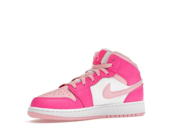 Jordan 1 Mid Fierce Pink GS - Zapatillas de piel blancas y rosas - FD8780-116 - Imagen 4
