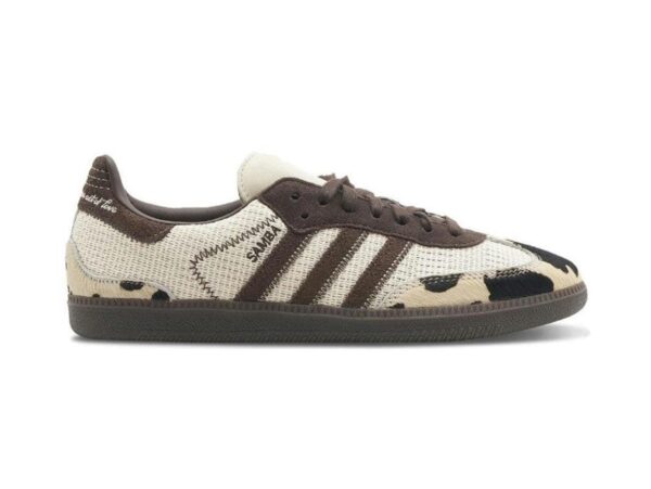 Zapatillas Adidas Samba OG con estampado de vaca, marrón, crema y goma oscura - Imagen 1