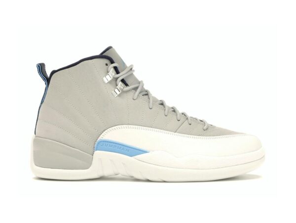 Zapatillas de cuero Air Jordan 12 Retro gris y azul universitario (130690-007)