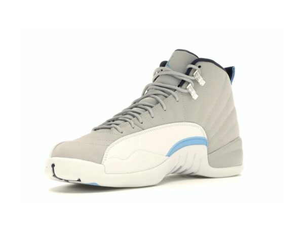 Zapatillas de cuero Air Jordan 12 Retro gris y azul universitario (130690-007)