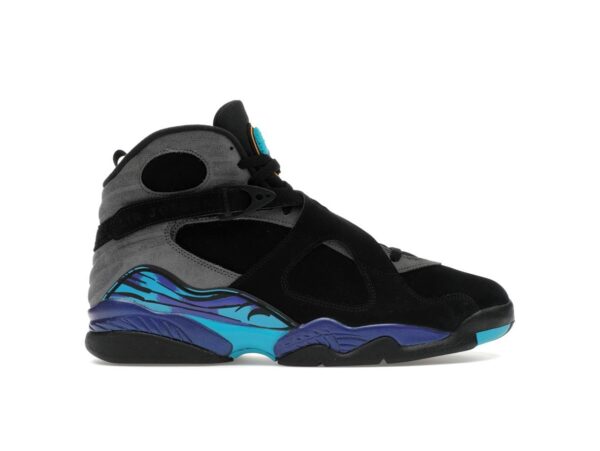 Jordan 8 Retro Aqua (2025) – Negro/Rojo auténtico/Gris hierro/Concord brillante/Aquatone