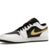 Jordan 1 Low de piel blanca, negra, metálica y dorada con logo Swoosh – 553558-172