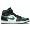 Jordan 1 Mid Green Toe 554724-067 Zapatillas deportivas negras, rojas, blancas y verdes pino