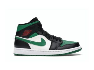 Jordan 1 Mid Green Toe 554724-067 Zapatillas deportivas negras, rojas, blancas y verdes pino
