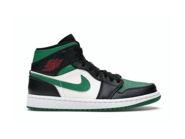 Jordan 1 Mid Green Toe 554724-067 Zapatillas deportivas negras, rojas, blancas y verdes pino