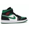 Jordan 1 Mid Green Toe 554724-067 Zapatillas deportivas negras, rojas, blancas y verdes pino