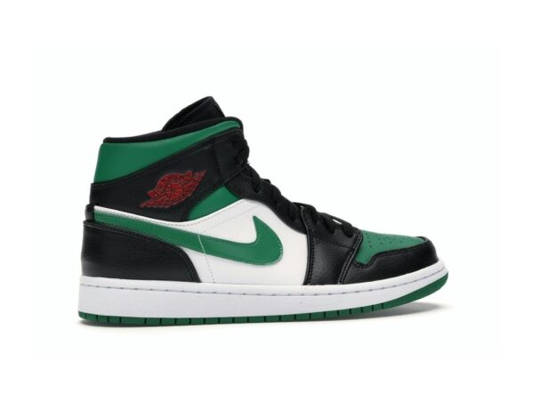 Jordan 1 Mid Green Toe 554724-067 Zapatillas deportivas negras, rojas, blancas y verdes pino