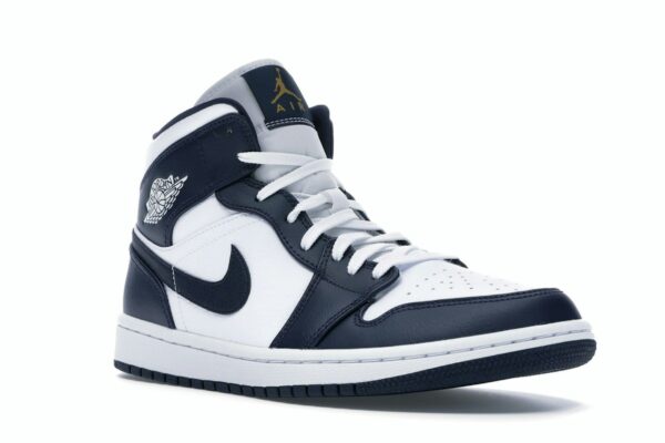 Air Jordan 1 Mid Blanco Metalizado Dorado Obsidiana – 554724-174