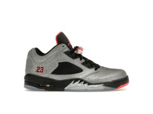 Zapatillas Air Jordan 5 Retro Low Neymar reflectantes plateadas y negras (846315-025)