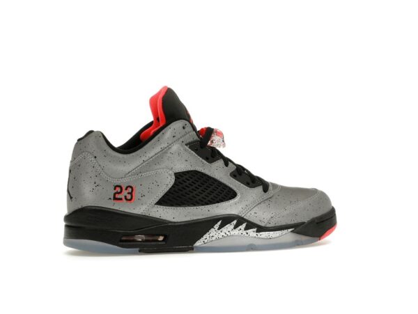 Zapatillas Air Jordan 5 Retro Low Neymar reflectantes plateadas y negras (846315-025)