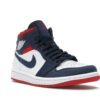 Jordan 1 Mid SE USA Leather Trainers – Blanco/Rojo universitario/Azul marino medianoche – 852542-104