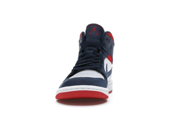Jordan 1 Mid SE USA Leather Trainers – Blanco/Rojo universitario/Azul marino medianoche – 852542-104