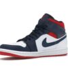 Jordan 1 Mid SE USA Leather Trainers – Blanco/Rojo universitario/Azul marino medianoche – 852542-104