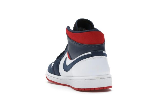 Jordan 1 Mid SE USA Leather Trainers – Blanco/Rojo universitario/Azul marino medianoche – 852542-104