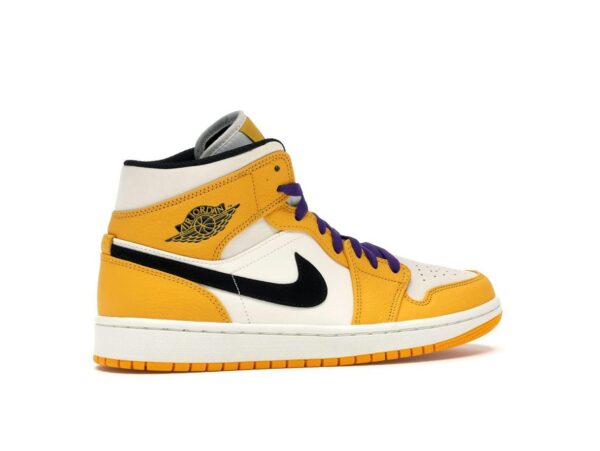 Jordan 1 Mid SE Lakers University Gold Black Pale Ivory Court Purple Sail
