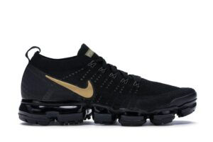 Nike Air VaporMax 2 Flyknit para mujer, color negro y dorado metalizado – 942843-012