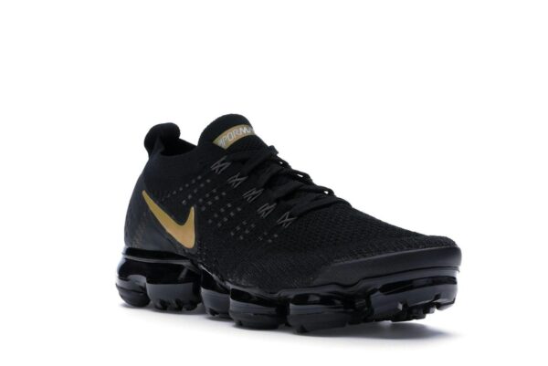 Nike Air VaporMax 2 Flyknit para mujer, color negro y dorado metalizado – 942843-012