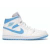 Air Jordan 1 Mid UNC para mujer BQ6472-114 Blanco/Azul oscuro