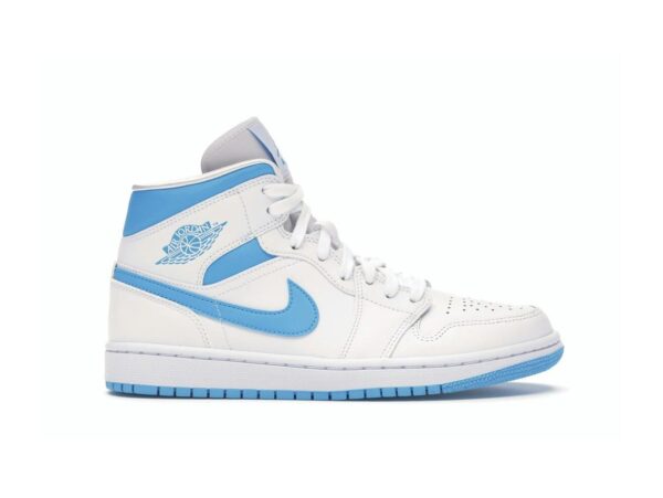 Air Jordan 1 Mid UNC para mujer BQ6472-114 Blanco/Azul oscuro