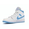 Air Jordan 1 Mid UNC para mujer BQ6472-114 Blanco/Azul oscuro