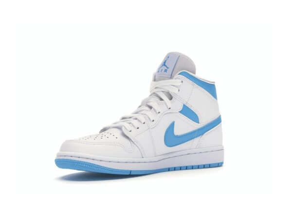 Air Jordan 1 Mid UNC para mujer BQ6472-114 Blanco/Azul oscuro