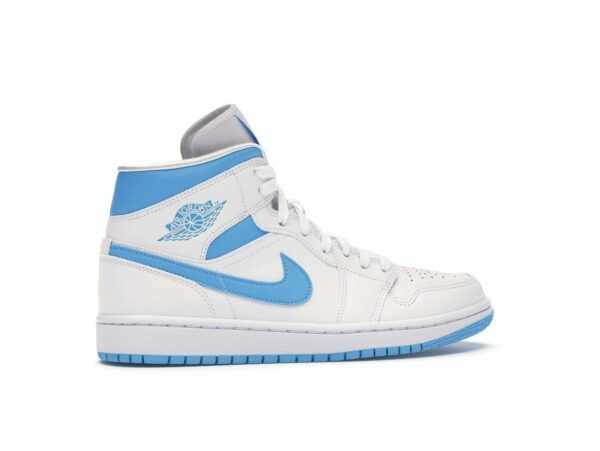 Air Jordan 1 Mid UNC para mujer BQ6472-114 Blanco/Azul oscuro