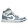 Jordan 1 Mid UNC (2022) para mujer, blanco/azul, BQ6472-141