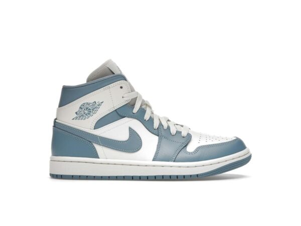 Jordan 1 Mid UNC (2022) para mujer, blanco/azul, BQ6472-141