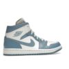 Jordan 1 Mid UNC (2022) para mujer, blanco/azul, BQ6472-141