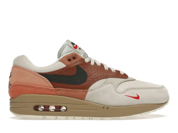 Nike Air Max 1 Amsterdam – CV1638-200 Zapatillas de pana, ante y cuero color rojo corteza