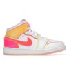 Air Jordan 1 Mid Edge Glow (GS) Blanco/Hipercarmesí/Rosa Explosión CV4611-100