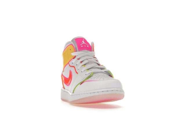 Air Jordan 1 Mid Edge Glow (GS) Blanco/Hipercarmesí/Rosa Explosión CV4611-100