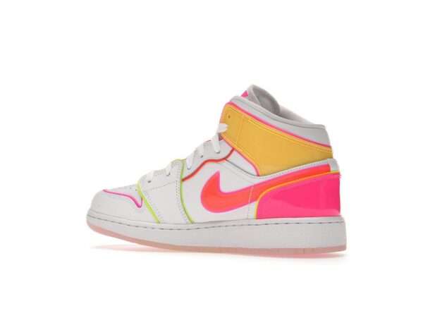 Air Jordan 1 Mid Edge Glow (GS) Blanco/Hipercarmesí/Rosa Explosión CV4611-100