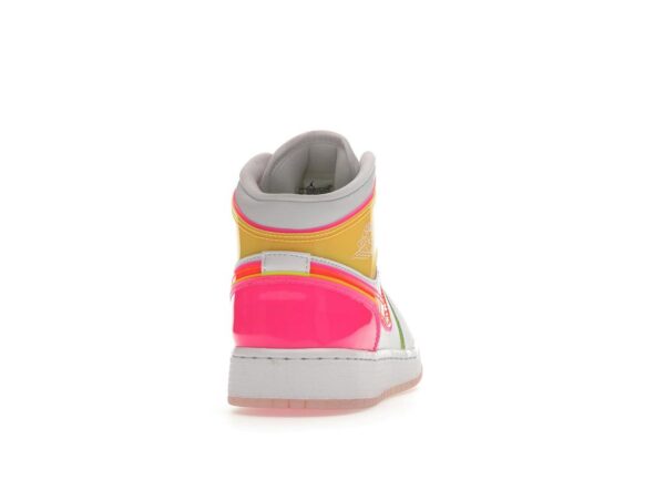 Air Jordan 1 Mid Edge Glow (GS) Blanco/Hipercarmesí/Rosa Explosión CV4611-100