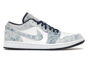 Jordan 1 Low Washed Denim Sneakers – Blanco/Azul marino medianoche – CZ8455-100