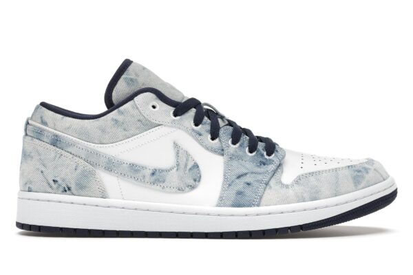 Jordan 1 Low Washed Denim Sneakers – Blanco/Azul marino medianoche – CZ8455-100