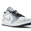 Jordan 1 Low Washed Denim Sneakers – Blanco/Azul marino medianoche – CZ8455-100