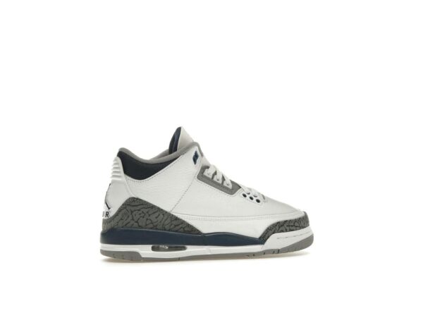 Zapatillas Air Jordan 3 Retro Midnight Navy GS (DM0967-140), color blanco, gris cemento y negro