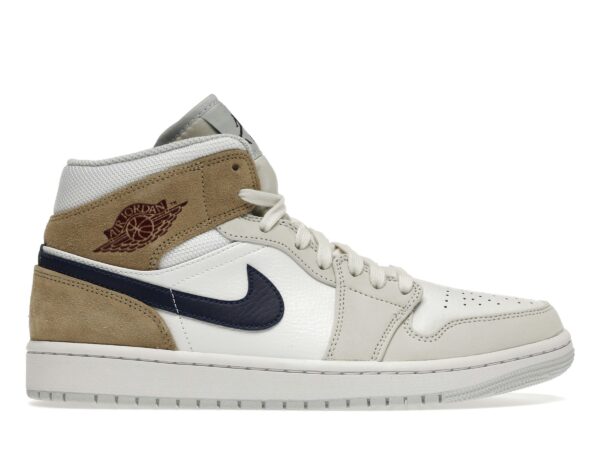 Air Jordan 1 Mid Tan Suede DO6726-100 Blanco/Rojo Team/Caqui/Azul Vacío